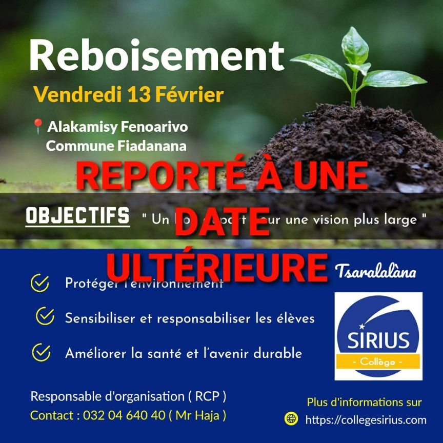 Report du reboisement du 13 février 2026