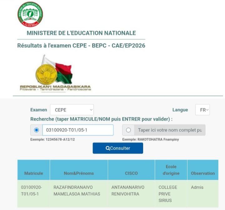 CEPE 2026 : 100% DE RÉUSSITE – Image 2 de CEPE 2026 : 100% DE RÉUSSITE